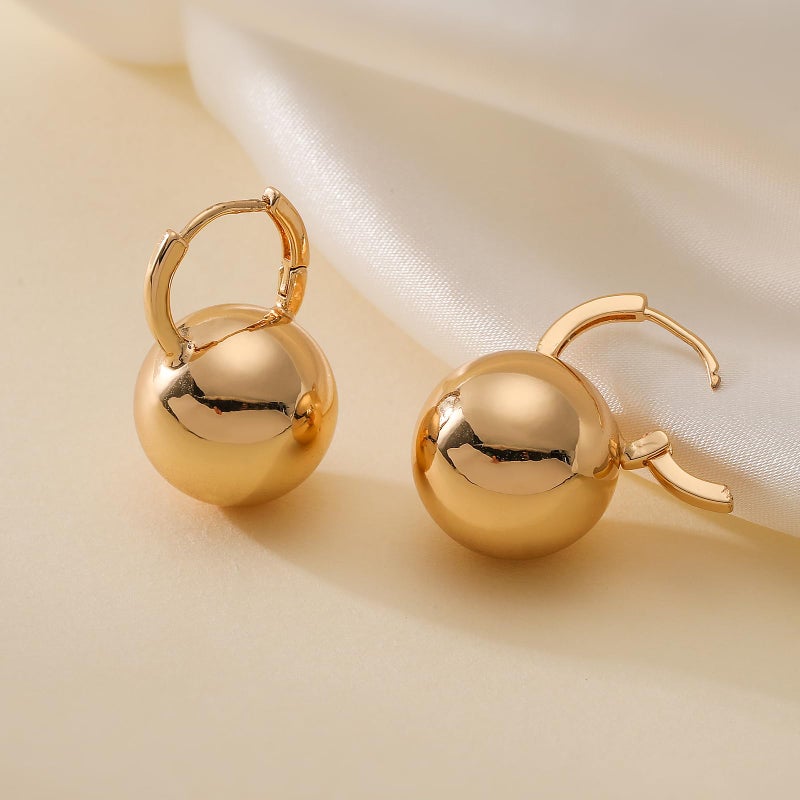 Ascona Hoop Earrings, Gold Mini Ball Drop Dangle Leverback Earrings for Women, Hypoallergenic Lightweight Gold Plated Dainty Fashion Jewelry(12mm mini ball gold) - Image 5