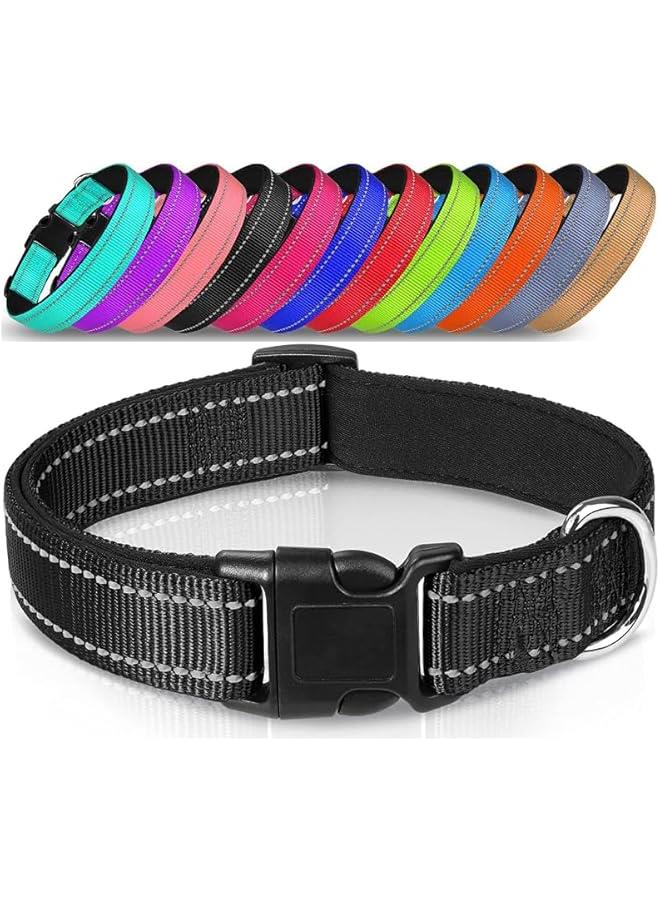 هوكور HOOKOR Reflective Dog Collar with Safety Locking Buckle, Adjustable Soft Breathable Nylon Collars for Small, Medium and Large Dogs (Black and Blue) (S,L,Black Collar+Leash) ﻿ (Black, S) - Image 2