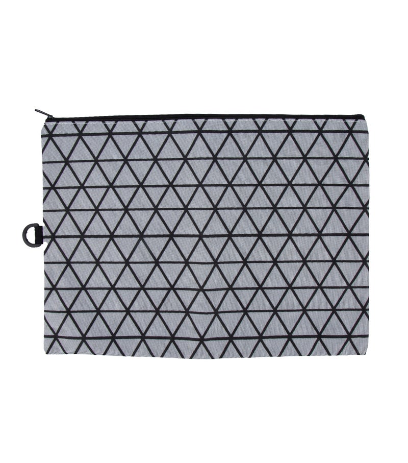 Daiso B4 Vinyl Mesh Case with Fabric Grey – Zipper Document Organizer - Image 1