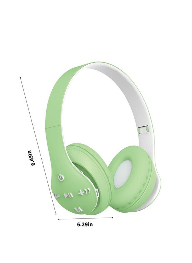 MIQIA - ST93 Wireless Bluetooth Headphones Adjustable Foldable,ABS Bluetooth Compatible 5.1 Macaron Headsets,Support TF Card for Sports Green - Image 1