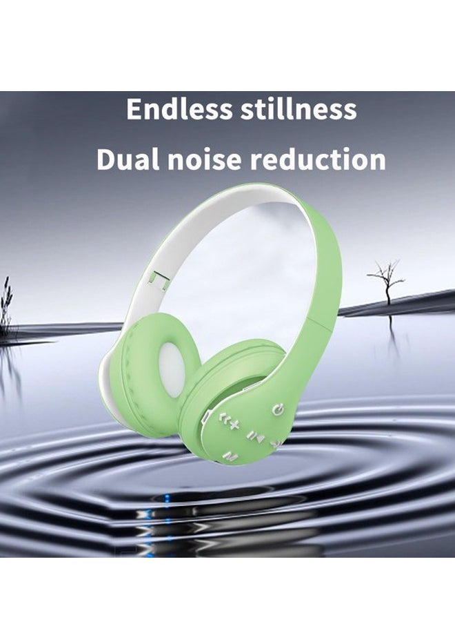 MIQIA - ST93 Wireless Bluetooth Headphones Adjustable Foldable,ABS Bluetooth Compatible 5.1 Macaron Headsets,Support TF Card for Sports Green - Image 1