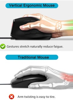 Generic Wired gaming mouse, ergonomic mouse with 12800 DPI/9 programmable buttons, onboard memory, lightweight vertical optical gaming mouse (black) suitable for Windows/PC/laptop/e-sports/gaming consoles  - Image 4