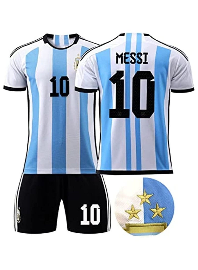 Y&D Lionel Messi Jersey 10 Argentina Football Home Soccer Jersey/Shorts Socks Gift Set Youth Sizes - Image 1
