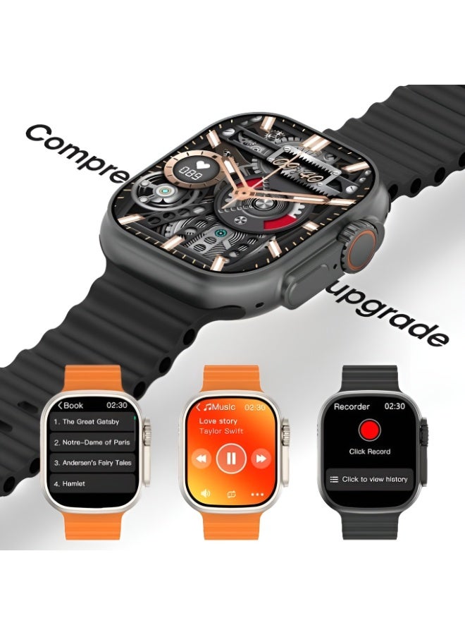 Ultra Smart Watch ULTRA2-Y with Super AMOLED Display and Wireless Charging - 2 Straps (Black + Orange) - Image 4
