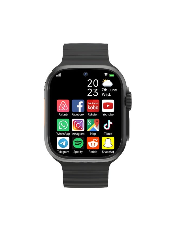 Ultra Smart Watch ULTRA2-Y with Super AMOLED Display and Wireless Charging - 2 Straps (Black + Orange) - Image 2