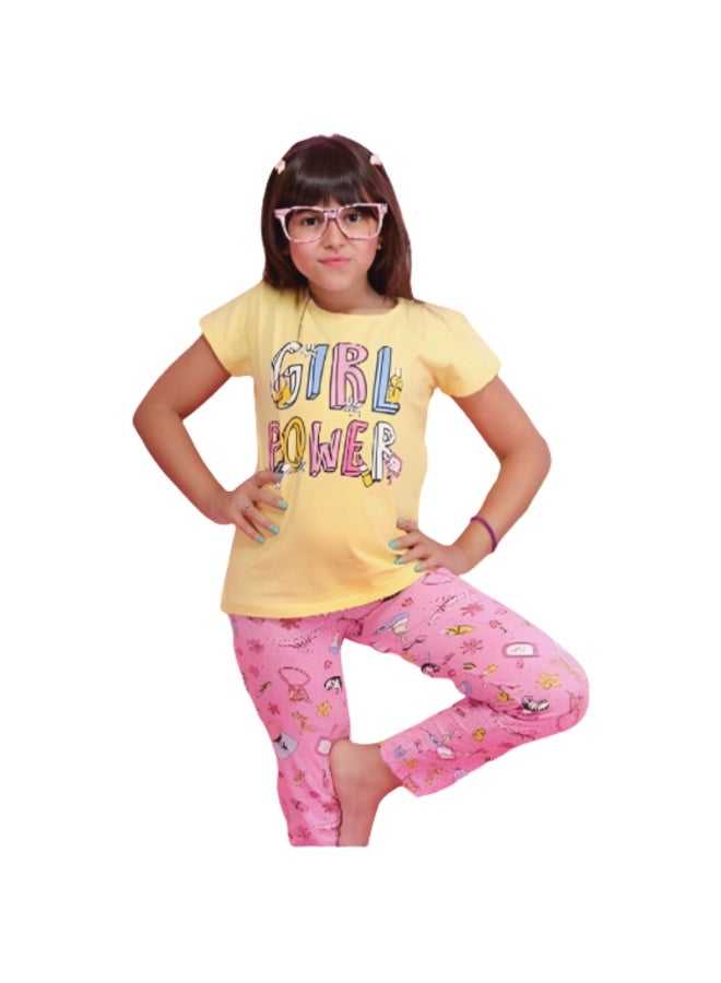 Girls short sleeve cotton pajamas