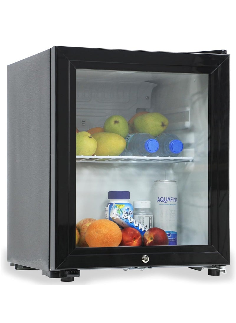 Rubik 40L Hotel Mini Fridge with Glass Door & Key Lock, Compressor Based AC-220V Beverage Refrigerator Cooler for Food Drinks Skincare Great for Home Office Hotel  - Image 1