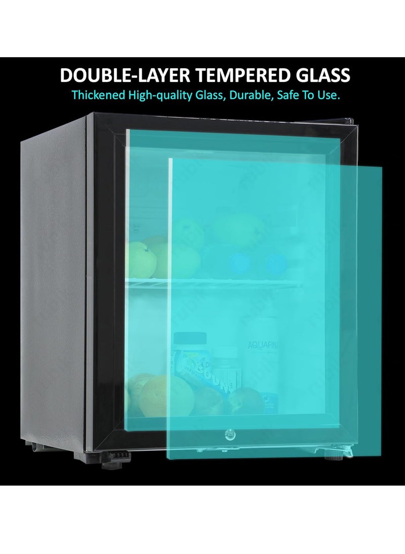 Rubik 40L Hotel Mini Fridge with Glass Door & Key Lock, Compressor Based AC-220V Beverage Refrigerator Cooler for Food Drinks Skincare Great for Home Office Hotel  - Image 5