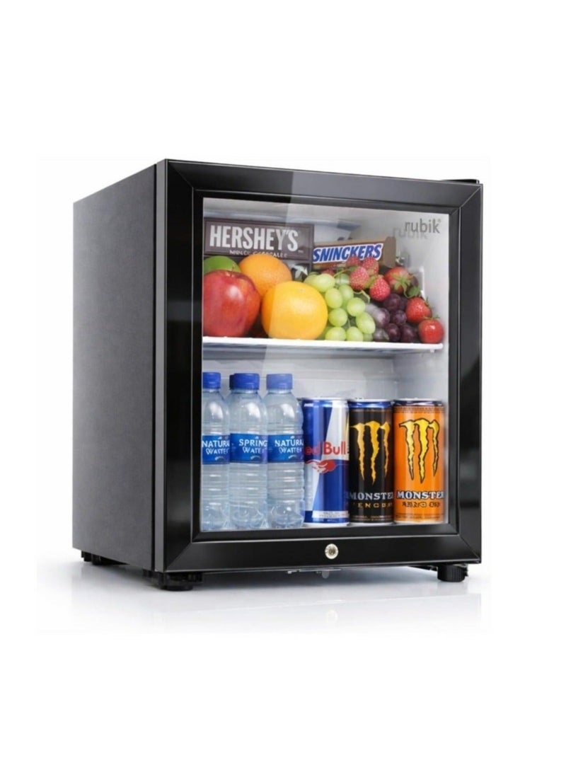 Rubik 40L Hotel Mini Fridge with Glass Door & Key Lock, Compressor Based AC-220V Beverage Refrigerator Cooler for Food Drinks Skincare Great for Home Office Hotel - Image 1