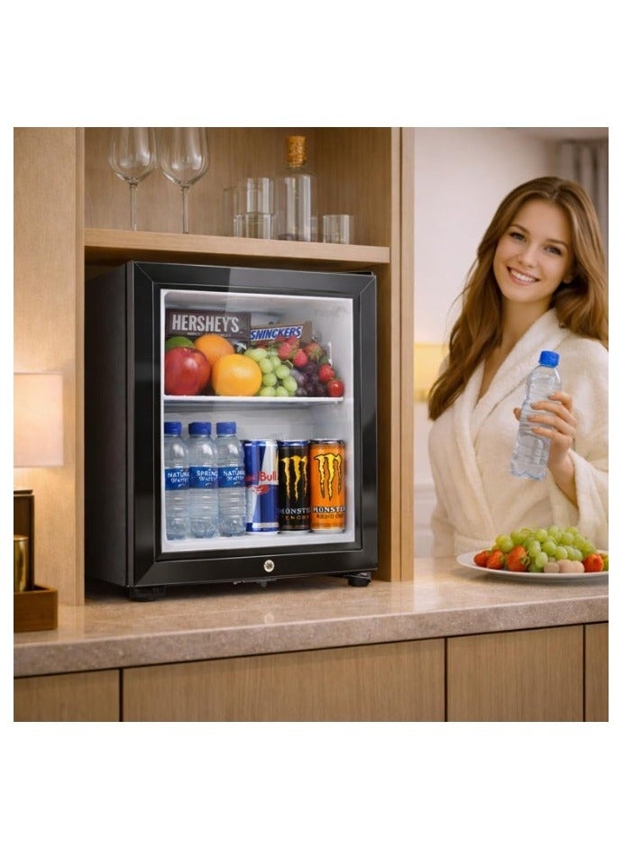 Rubik 40L Hotel Mini Fridge with Glass Door & Key Lock, Compressor Based AC-220V Beverage Refrigerator Cooler for Food Drinks Skincare Great for Home Office Hotel - Image 2
