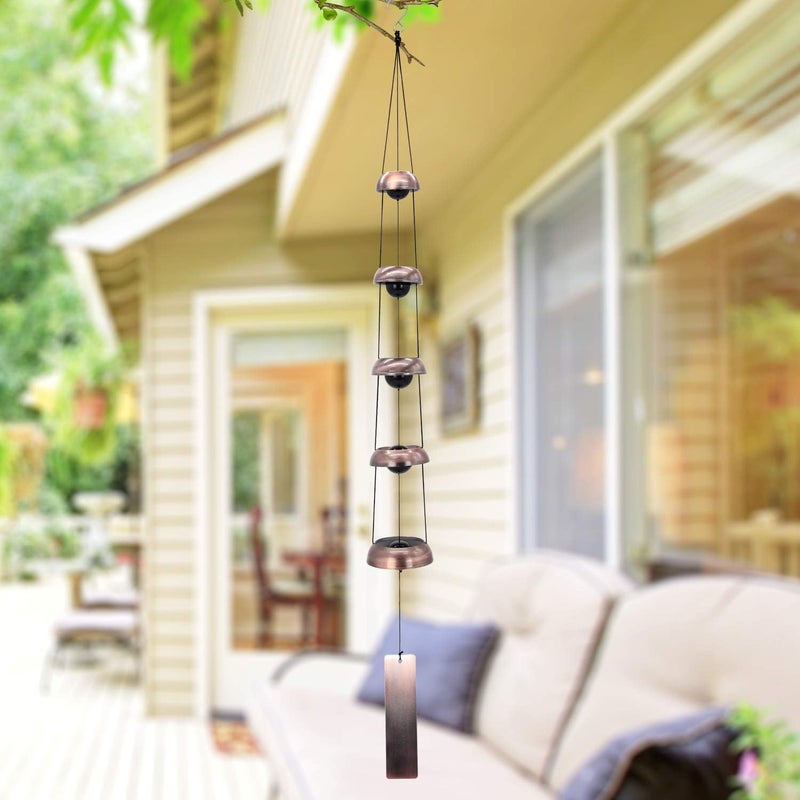 ASTARIN Bell Wind Chimes, Temple Wind Bell, Red Copper Wind Chimes with 5 Bells, Feng Shui Wind Chime for Home Yard Outdoor Decoration, A Great Memorial Wind Chime for Someone Who Loves Peace Red Copper - Image 4