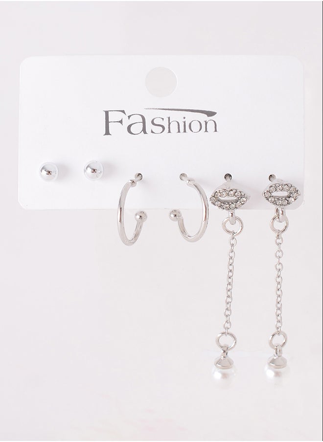 Akher el Ankoud - 3 pairs earring set with different styles (Kiss) - Image 1