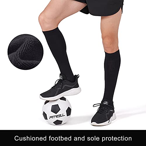 FITRELL 2/3 Pack Soccer Socks Baseball Softball For Youth Kids Boys Girls, Over-The-Calf Football Socks for Adult Men Women,Black*2,XSmall - Image 5