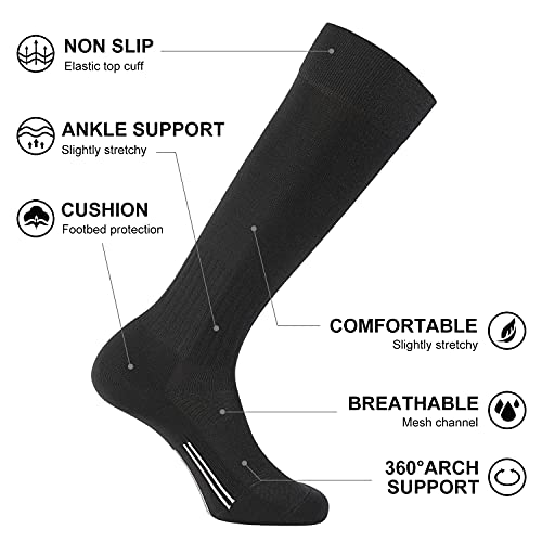 FITRELL 2/3 Pack Soccer Socks Baseball Softball For Youth Kids Boys Girls, Over-The-Calf Football Socks for Adult Men Women,Black*2,XSmall - Image 3