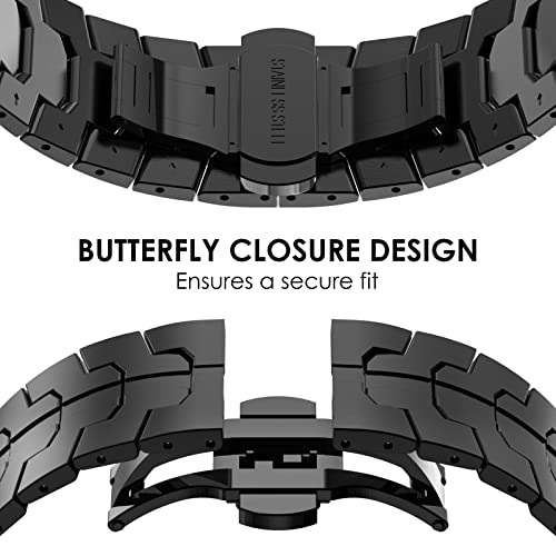 FULLIFE Compatible with Samsung Galaxy Watch 7 6 5 4 FE 40mm 44mm Band Metal Folding Clasp Stainless Steel 20mm Galaxy Watch 6 Classic 4 Classic 5 Pro 43mm 47mm 42mm 46mm 45mm for Men Women, Black - Image 5