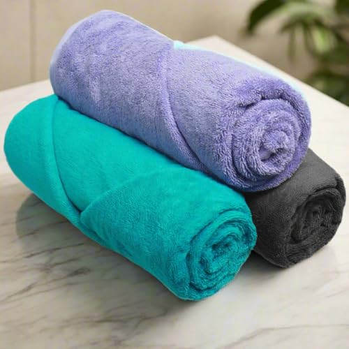 HEELIUM Bamboo Bath Towel | Ultra Absorbent | 3X Softer Than Cotton Towels | 140 x 70 cm - 600 GSM | Pack of 3 - Iris, Grey, Teal - Image 1