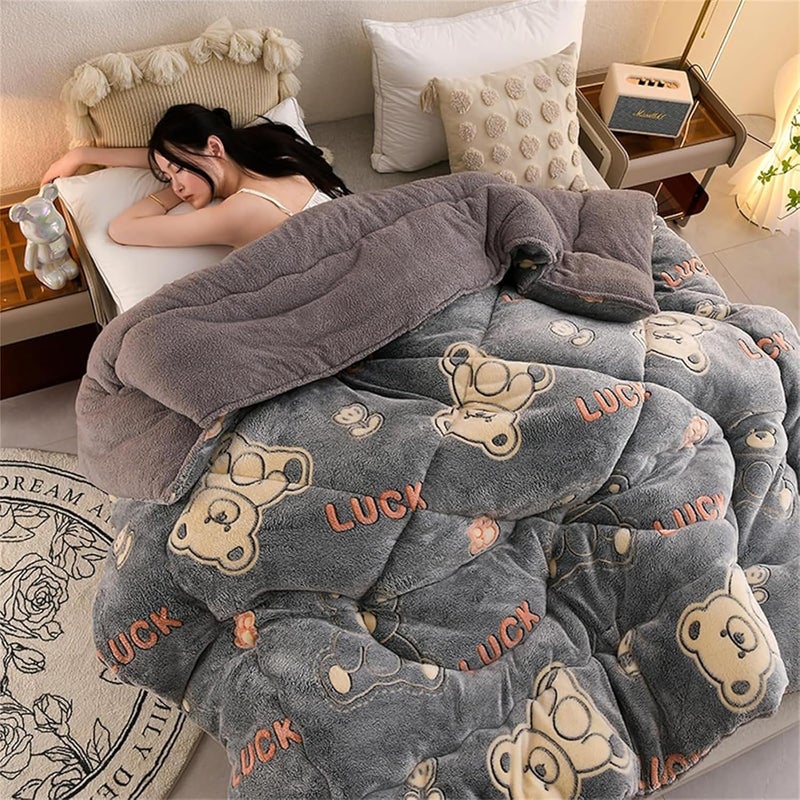 Fluffy Cashmere Quilt, Thicken Winter Comforter, Lamb Velvet Core, Plush Winter Blanket, Thickened Bed Duvet Soft and Warm for Autumn and Winter Bedding,E,150x200cm(3.5kg) - Image 2