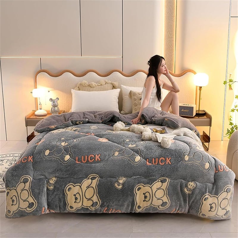 Fluffy Cashmere Quilt, Thicken Winter Comforter, Lamb Velvet Core, Plush Winter Blanket, Thickened Bed Duvet Soft and Warm for Autumn and Winter Bedding,E,150x200cm(3.5kg) - Image 3