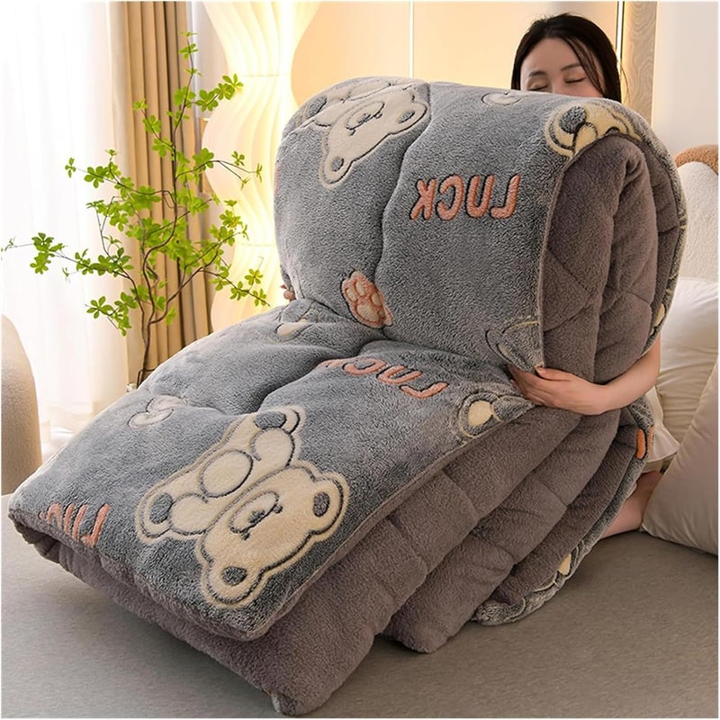 Fluffy Cashmere Quilt, Thicken Winter Comforter, Lamb Velvet Core, Plush Winter Blanket, Thickened Bed Duvet Soft and Warm for Autumn and Winter Bedding,E,150x200cm(3.5kg) - Image 1