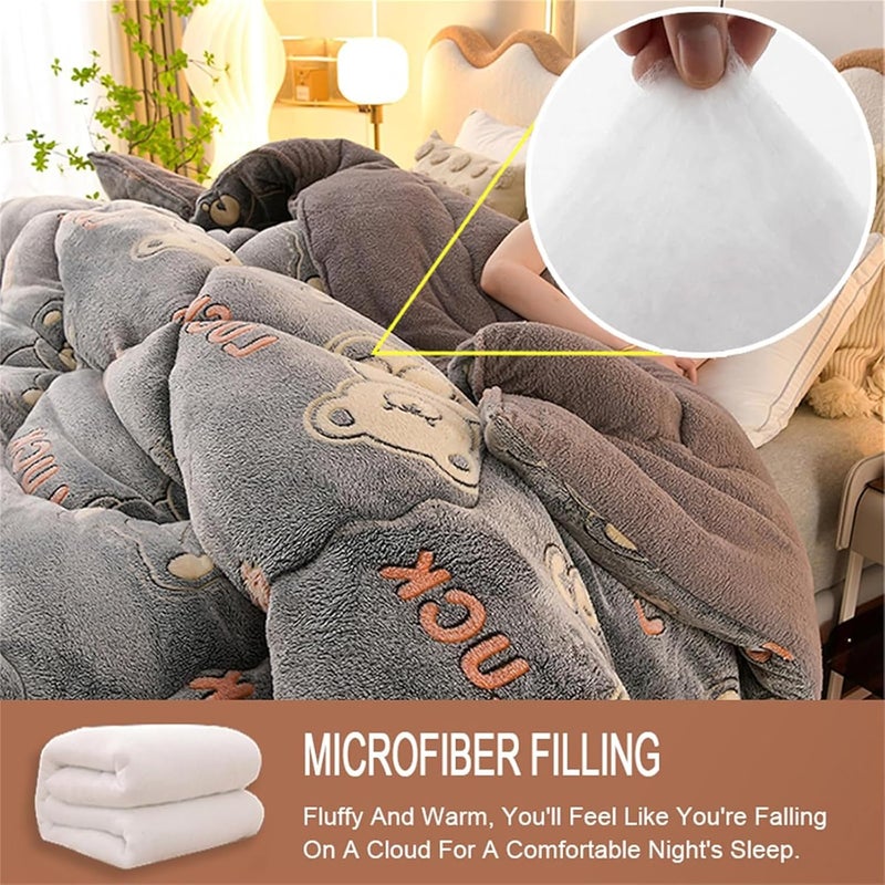Fluffy Cashmere Quilt, Thicken Winter Comforter, Lamb Velvet Core, Plush Winter Blanket, Thickened Bed Duvet Soft and Warm for Autumn and Winter Bedding,E,150x200cm(3.5kg) - Image 5