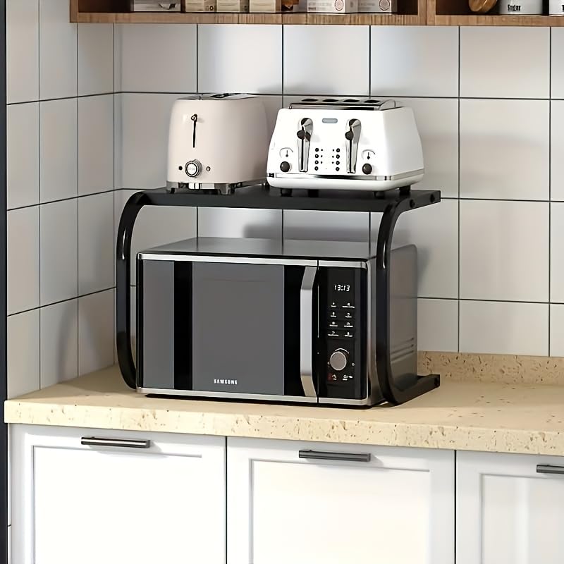 Dhadh C-Shaped Microwave Oven Rack - Versatile Metal Countertop Organizer, Space-Saving Storage Stand for Kitchen Appliances, Spices and Oven - Image 1