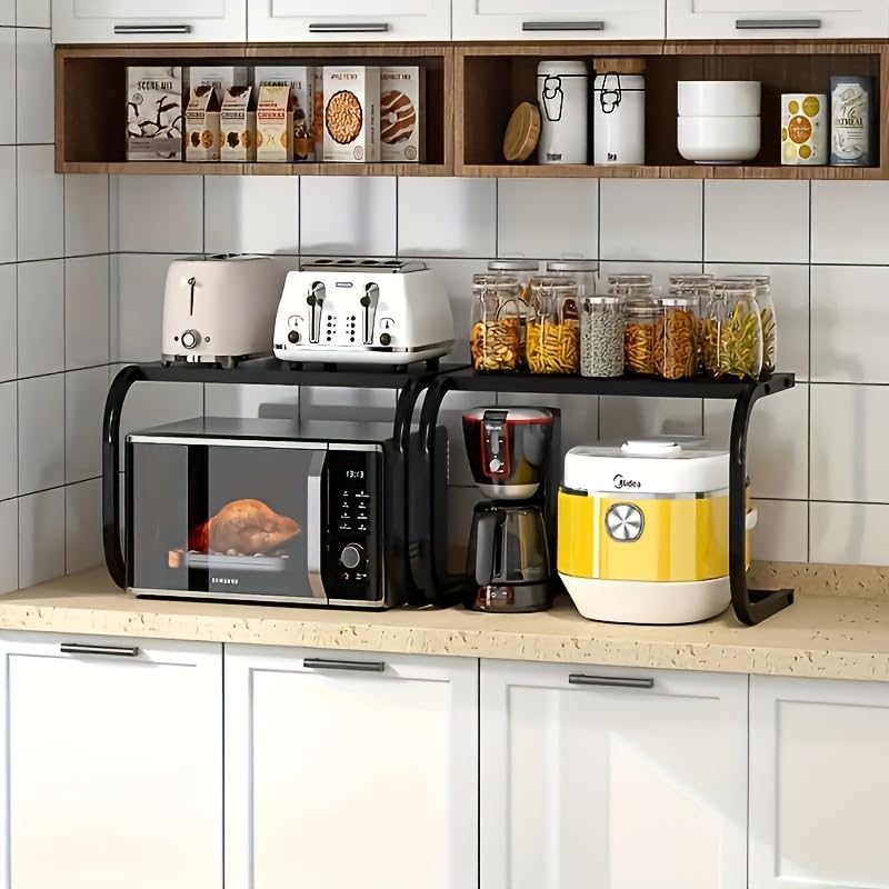 Dhadh C-Shaped Microwave Oven Rack - Versatile Metal Countertop Organizer, Space-Saving Storage Stand for Kitchen Appliances, Spices and Oven - Image 2