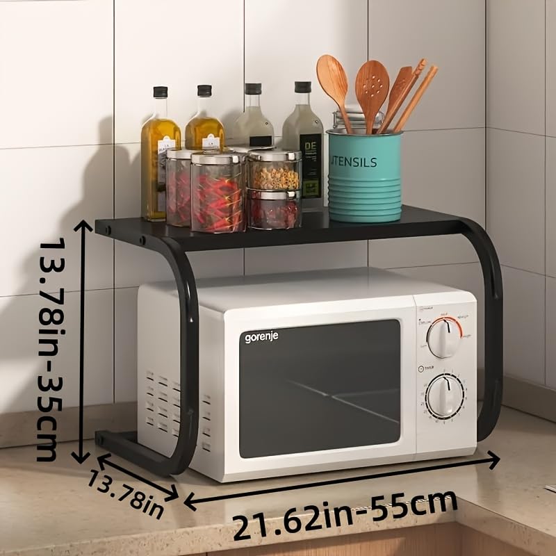 Dhadh C-Shaped Microwave Oven Rack - Versatile Metal Countertop Organizer, Space-Saving Storage Stand for Kitchen Appliances, Spices and Oven - Image 5