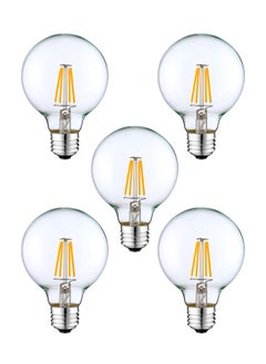 MODI 5 Pcs A60 Clear Glass Lampshade E27 LED Filament Edison Bulb, 8W, 3000K Warm White, Non-Dimmable, Round Shape Bulb,  for Home Indoor Decoration, Interior, Chandelier, Room Decor And More  - Image 1