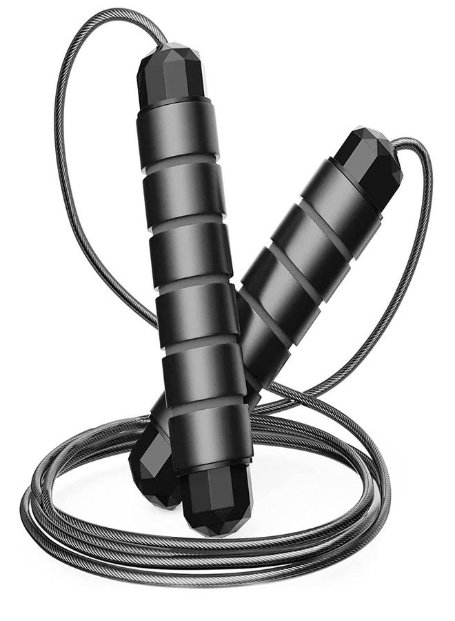 BAGILO Jump Rope, Tangle-Free Rapid Speed Jumping Rope Cable with Ball Bearings for Women, Men, and Kids | Adjustable | Workout with Foam Handles for Fitness | (Black) - Image 1