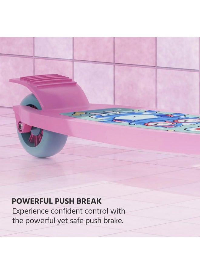 Lifelong Lifelong Scooter for Kids 3+ Years - Foldable Kids Scooter with PVC Wheels & Adjustable Height - Kick Scooter Capacity 50Kg- Baby Scooter Toys for 3+ Year Old Boy & Girl - Skate Scooter (Llks18) Pink  - Image 3