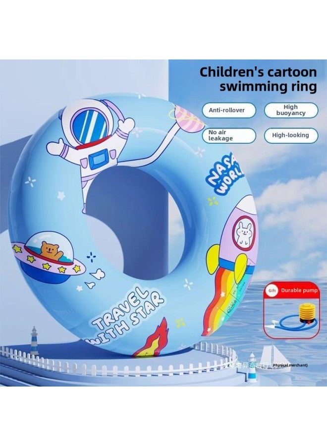 Generic Children's Swimming Ring Thick Life Buoy Anti-rollover Beginner Boys And Girls Baby Cartoon Inflatable Underarm Ring-Inner Diameter After Inflating:Colorful Love Size 90 (recommended Weight 60-100kg - Image 2