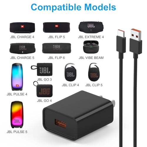 WUINTE USB Charger for JBL Charge 4, Charge 5, JBL Flip 5,Flip 6, JBL Pulse 4, Pulse 5, Clip4, Clip5, JRPOP, Endurance Peak II, USB JBL Charger Cord Replacement Wireless Bluetooth Earphones Speakers - Image 5