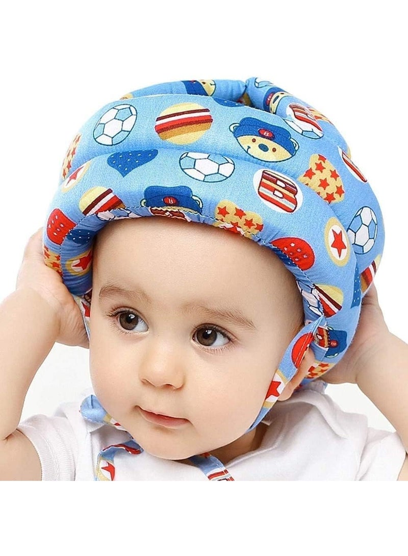 ChicAbode Baby Helmet, Baby Head Protector, Toddler Protective Cap, Cotton, Adjustable, Safety Helmet, Suitable For Learning To Crawl And Walk (Football Blue) - Image 3