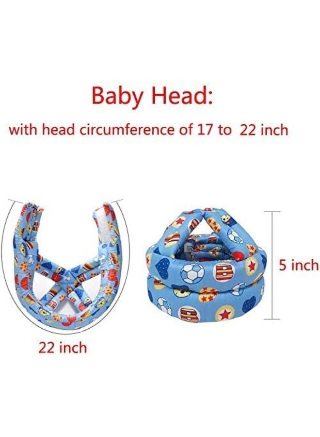 ChicAbode Baby Helmet, Baby Head Protector, Toddler Protective Cap, Cotton, Adjustable, Safety Helmet, Suitable For Learning To Crawl And Walk (Football Blue) - Image 2