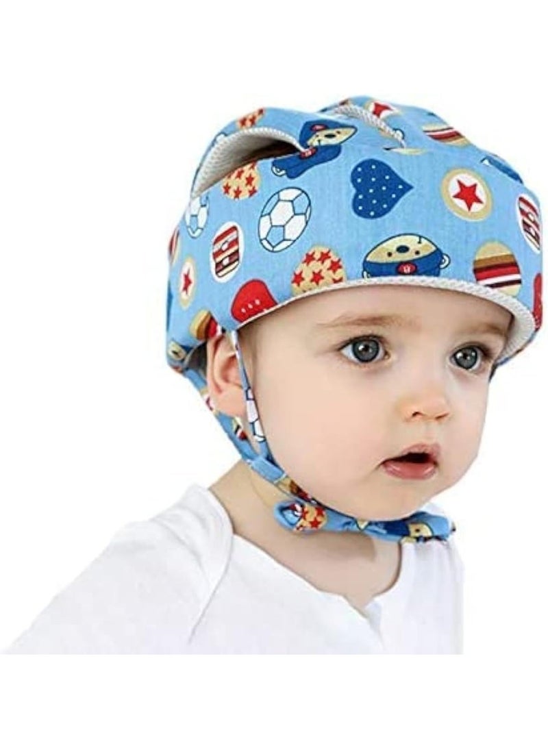 ChicAbode Baby Helmet, Baby Head Protector, Toddler Protective Cap, Cotton, Adjustable, Safety Helmet, Suitable For Learning To Crawl And Walk (Football Blue) - Image 1