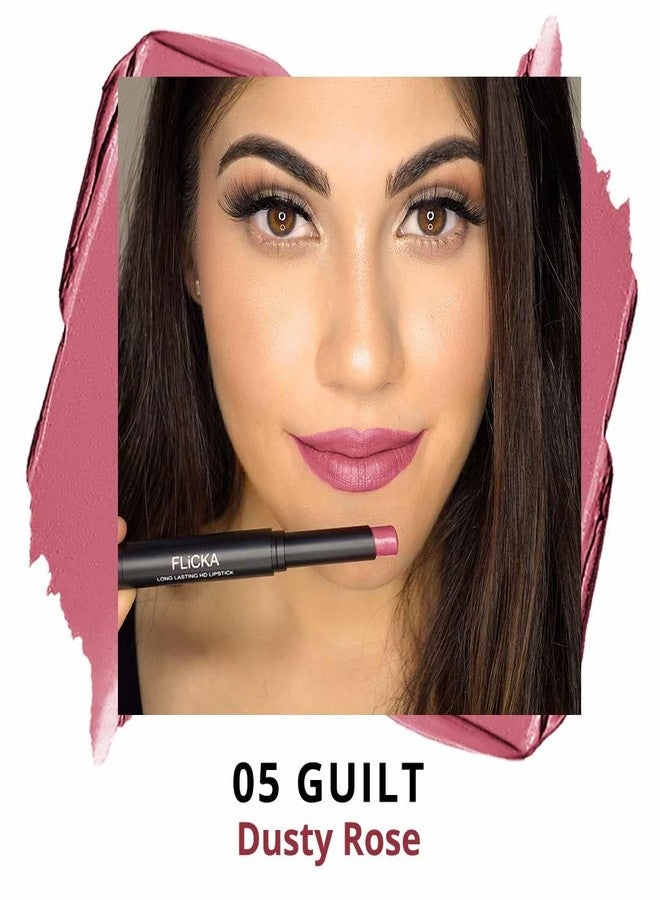 FLiCKA High Drama Creamy Matte Lipstick| Non-transfer HD Lipstick, Waterproof, Hydrating, Moisturizing, Upto 16Hrs, 05 Guilt, 3.2 - Image 4