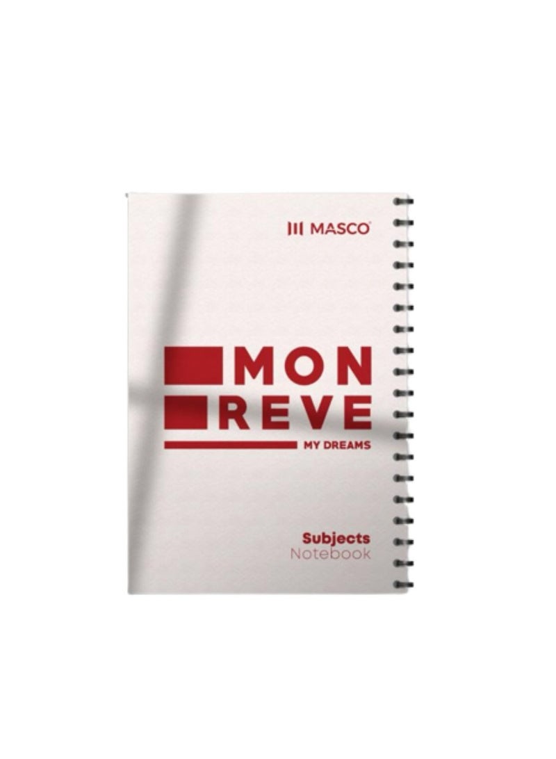 MASCO دفتر ملاحظات حلزوني بسطر واحد بحجم B5، 200 صفحة، مناسب لخمسة مواضيع، باللون الأبيض