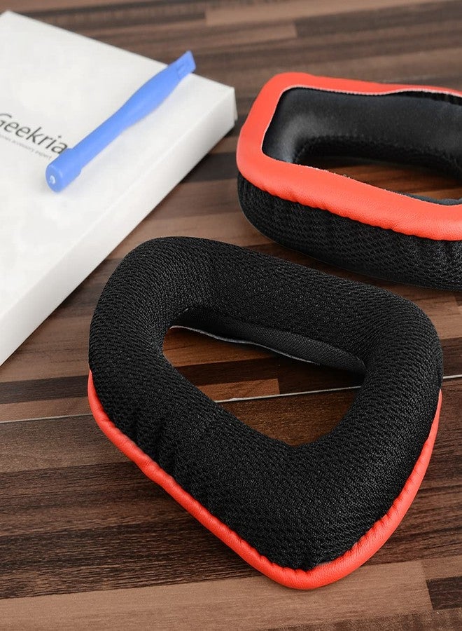 Geekria Comfort Replacement Ear Pads for Logitech G35, G430, G432, G332, G930, F450 Headphones Ear Cushions, Repair Parts with Video Guide (Black Red) - Image 4