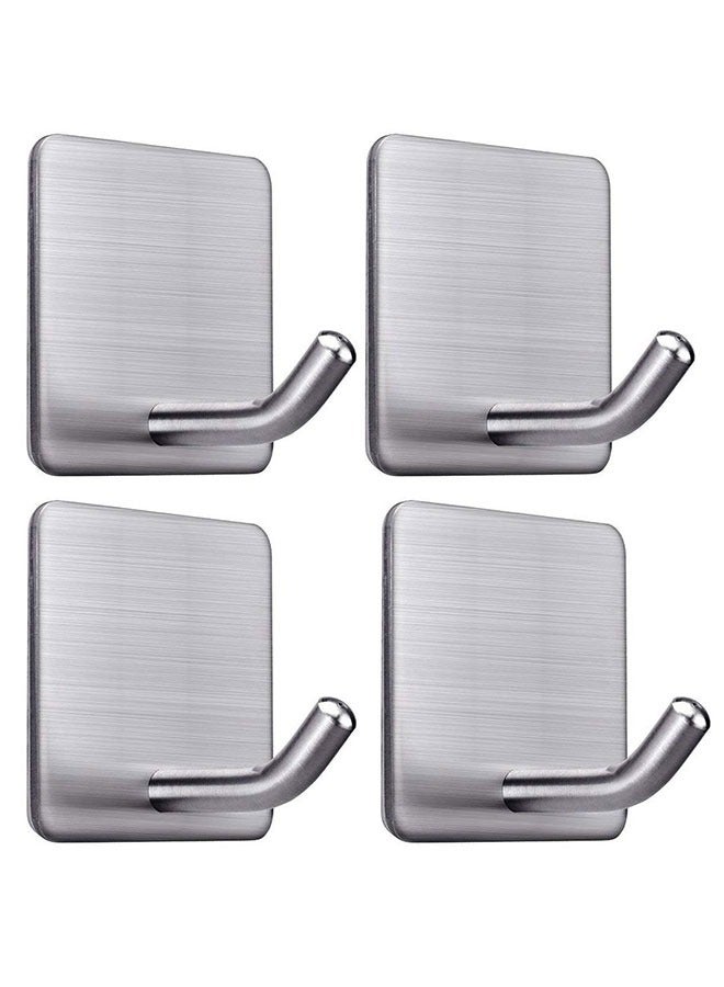 GoldenLike Adhesive Hook,4 Pack Heavy Duty Wall Hooks,Stainless Steel Towel Hooks Bathroom Coat Hook Self-Adhesive Wall Mounted Hook for Bathroom Kitchen - Image 1