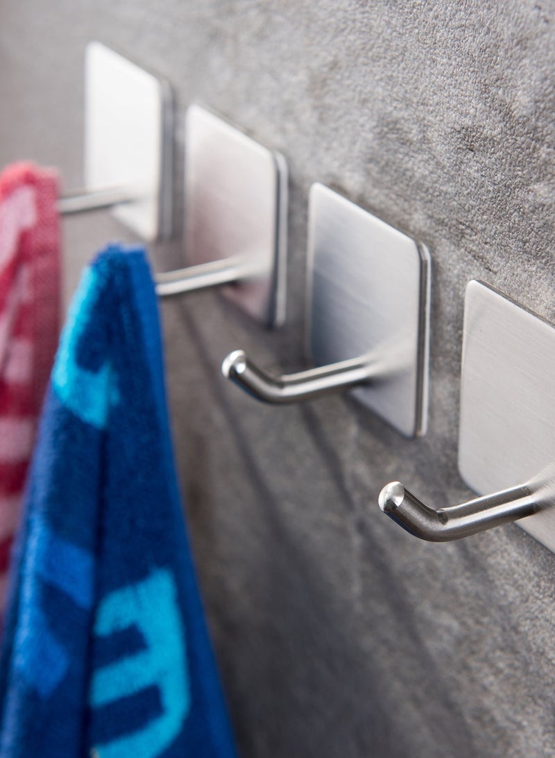 GoldenLike Adhesive Hook,4 Pack Heavy Duty Wall Hooks,Stainless Steel Towel Hooks Bathroom Coat Hook Self-Adhesive Wall Mounted Hook for Bathroom Kitchen - Image 3