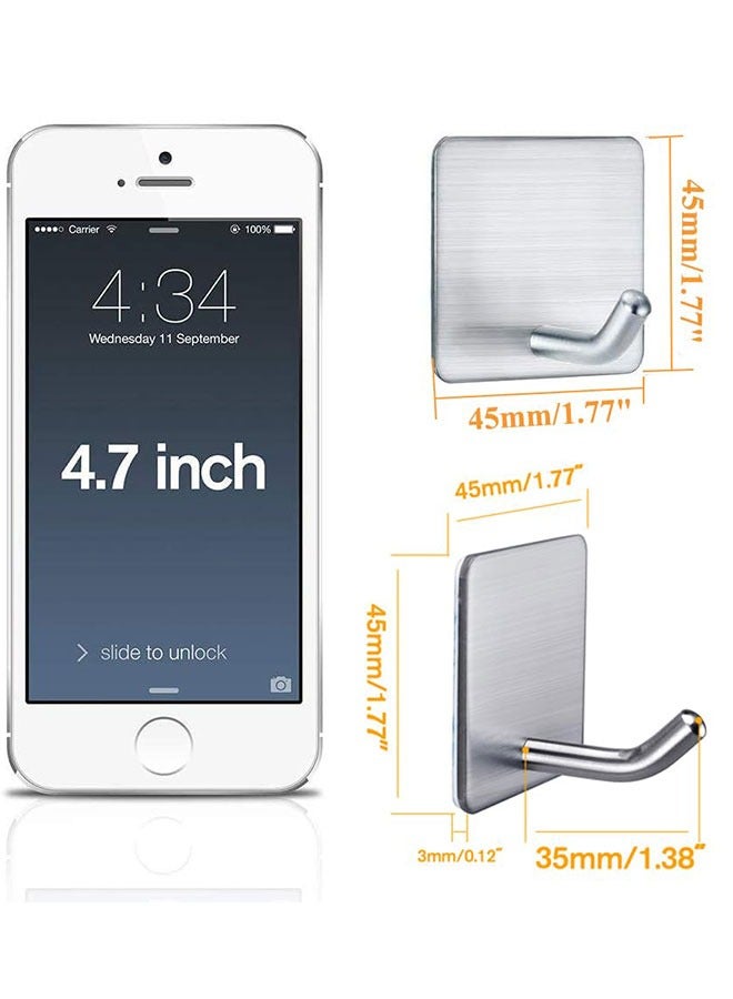 GoldenLike Adhesive Hook,4 Pack Heavy Duty Wall Hooks,Stainless Steel Towel Hooks Bathroom Coat Hook Self-Adhesive Wall Mounted Hook for Bathroom Kitchen - Image 4