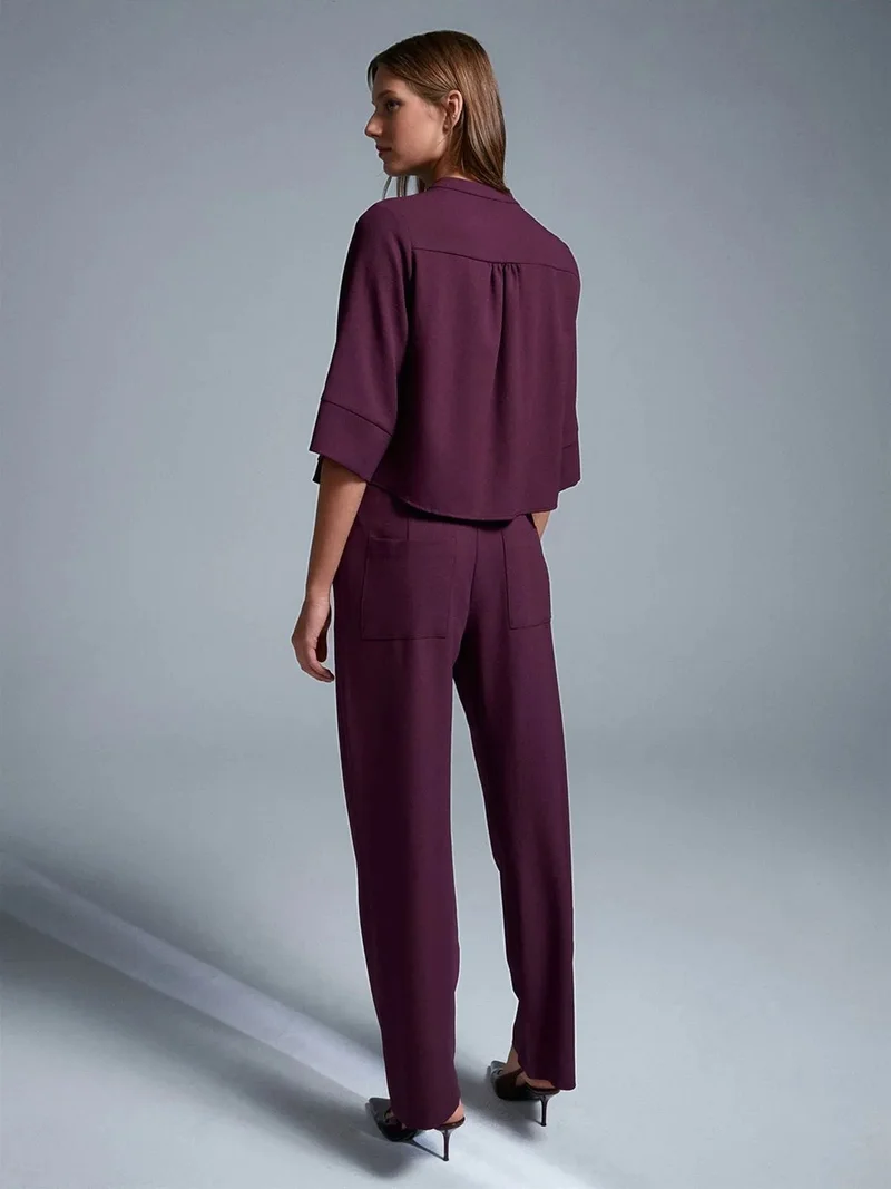 ديلفين DILVIN Women's Wide-Leg Crepe Trousers