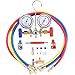 JIFETOR 3 Way AC Manifold Gauge Set HVAC Diagnostic Charging Tool for Auto Household R404A R134A Refrigerant with R134A Quick Couplers 3FT Charging Hose Can Tap Adapter Valve Core Tool - Image 2