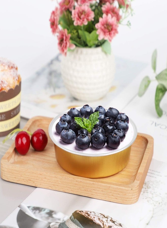 Beasea Disposable Pie Tins 4 Inch, 50 Pack Mini Tart Pans with Lids, 8 Oz Golden Aluminum Pie Pan Tin Tart Pans Round Oven Baking Mini Cake Pan for Pie Tart Quiche - Image 4
