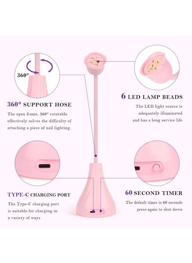 SMALLSHS Hands Free LED UV Nail Lamp, Rotatable Gooseneck Flash Cure Light for Nails, Mini Lotus Nail Resin Light Quick Dry Nail Dryer Nail Extension Gel Curing Lamp for Home DIY& Salon Manicure Decor  - Image 2