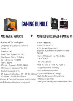 Arabest AMD Ryzen 7 7800X3D Octa-Core Hexadeca-Thread CPU Package with ASUS ROG Strix B650E-F Gaming WiFi AM5 (LGA1718) Ryzen 7000 Gaming Mainboard(DDR5, PCI Express 5.0)  - Image 2