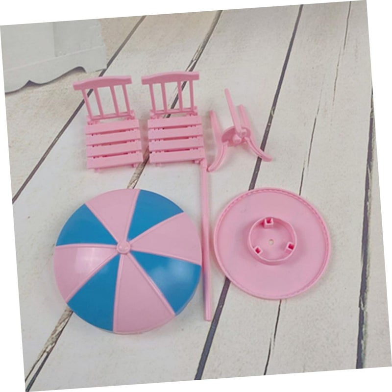 Miniature Beach Chair Set With Table And Umbrella Dollhouse Decor Accessories - Image 3