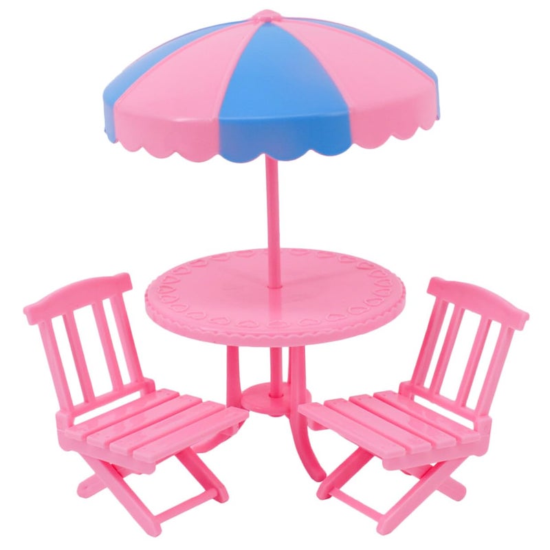 Miniature Beach Chair Set With Table And Umbrella Dollhouse Decor Accessories - Image 2