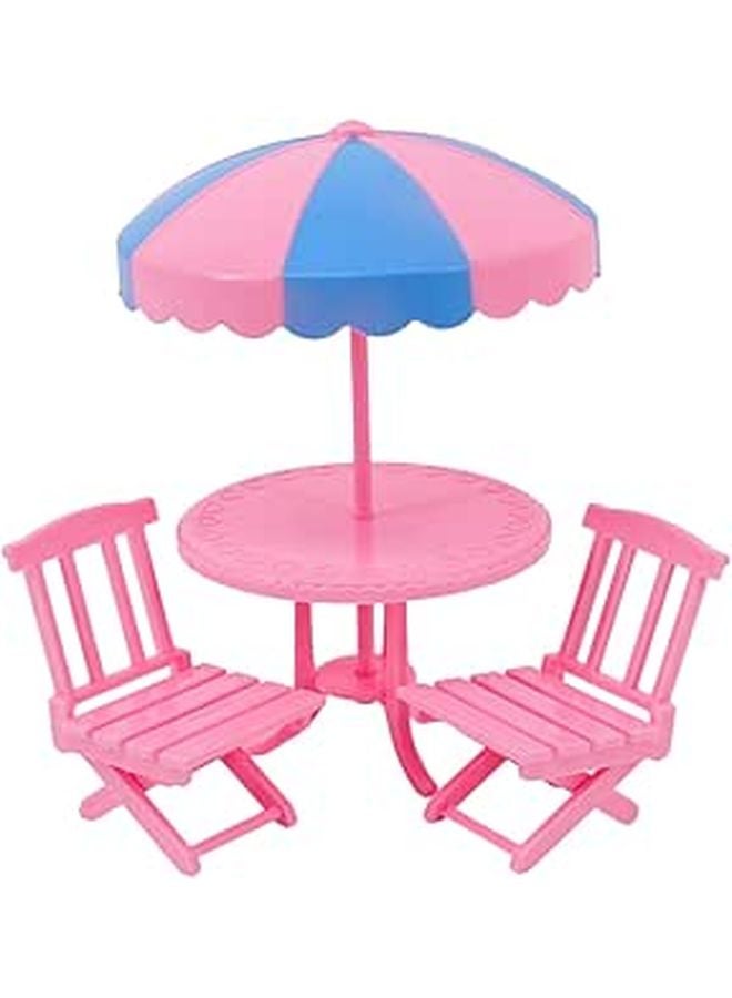 Miniature Beach Chair Set With Table And Umbrella Dollhouse Decor Accessories - Image 1