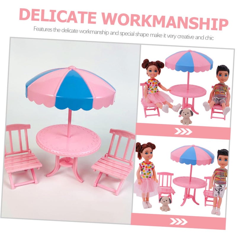 Miniature Beach Chair Set With Table And Umbrella Dollhouse Decor Accessories - Image 4